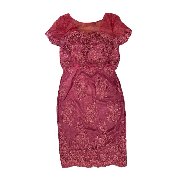 JS Collections maroon lace cocktail dress 4 - Picture 3 of 11